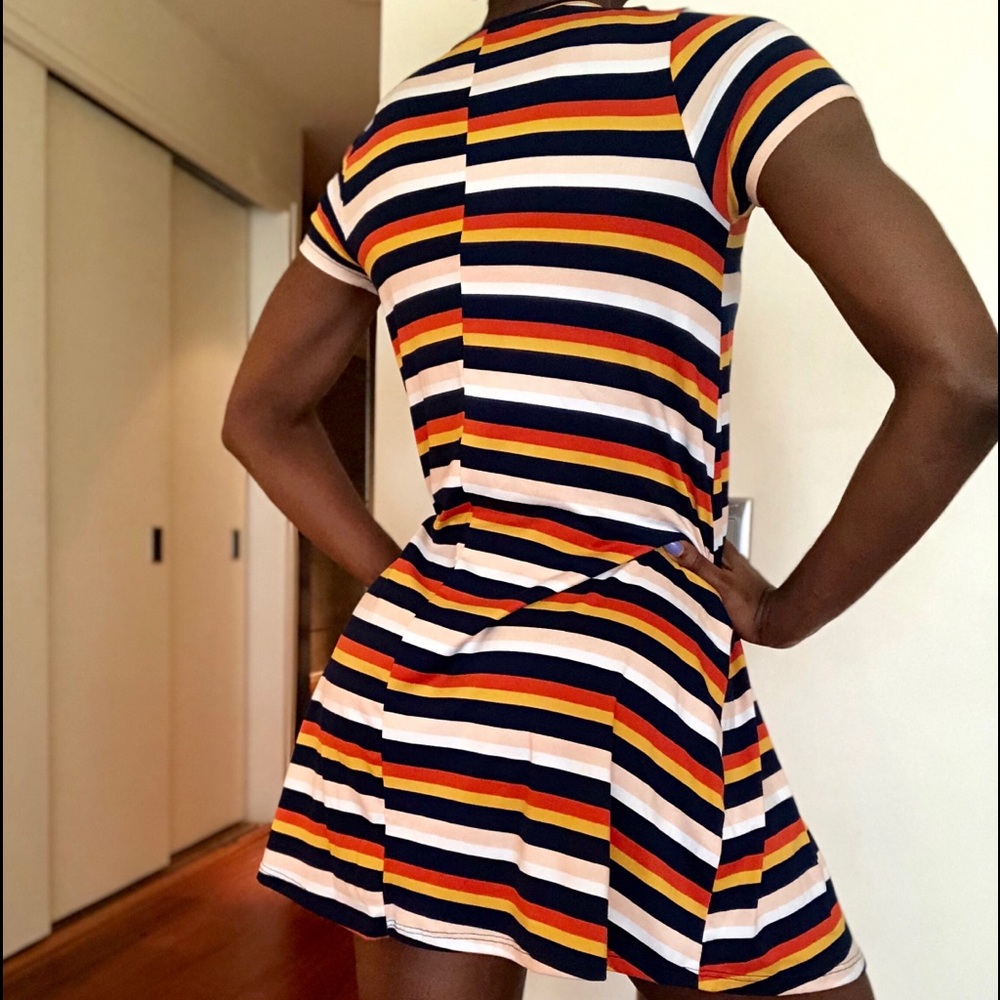 Multi Color Mini Striped Dress - Picture 2 of 4
